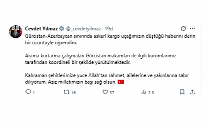 Cumhurbaşkanı Yardımcısı Yılmaz'dan Şehitler İçin Başsağlığı Mesajı