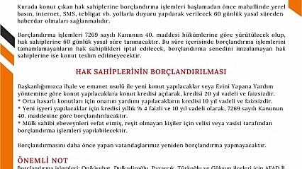 AFAD'dan deprem konutları için borçlandırma çağrısı