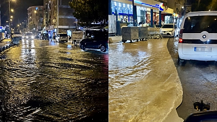 Malatya'da içme suyu borusu patladı! Cadde göle döndü