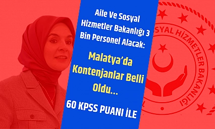 Aile ve Sosyal Hizmetler Bakanlığı 3 Bin Personel Alacak: Malatya'da Kontenjanlar Belli Oldu…