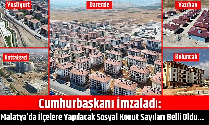 Cumhurbaşkanı İmzaladı: Malatya'da İlçelere Yapılacak Sosyal Konut Sayıları Belli Oldu…