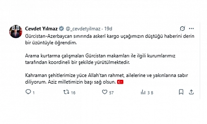 Cumhurbaşkanı Yardımcısı Yılmaz'dan Şehitler İçin Başsağlığı Mesajı