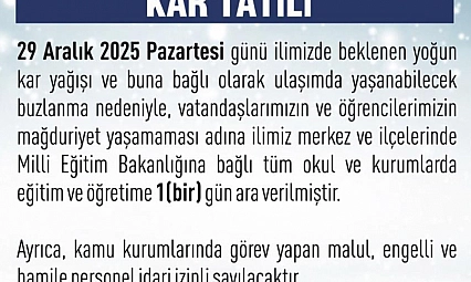 Elazığ'da eğitime 1 gün ara verildi