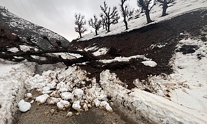 Köy minibüsü yolda mahsur kaldı