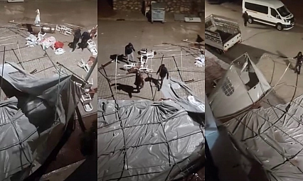 Malatya'da fırtına taziye çadırını uçurdu