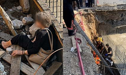 Malatya'da kaldırımda yürüyen kadın inşaat temeline düştü