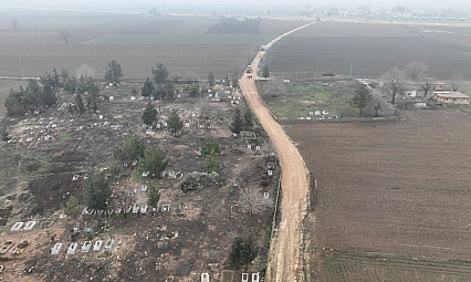 Mezarlık yolunda çalışmalar başladı