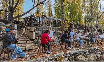 Öğrenciler tarihi ve doğayı tuvale taşıyor