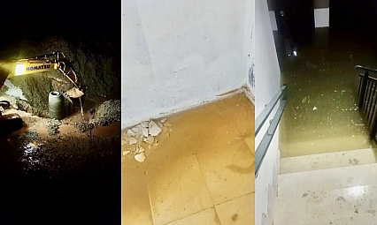 TOKİ binasını yer altı suyu bastı