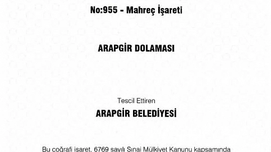 Arapgir Dolamasına coğrafi işaret
