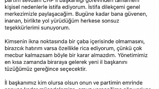 Kiraz istifa etti
