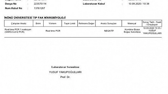 Testi de pozitif çıktı