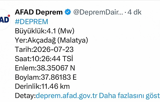 AFAD Duyurdu! Malatya'da şiddetli deprem hissedildi