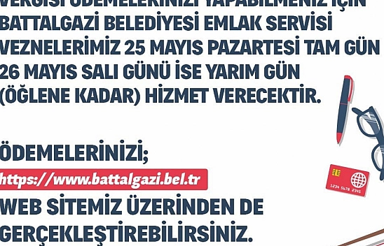 Battalgazi'de vergi mesaisi: Vezneler açık olacak!