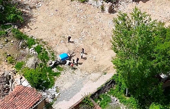 Malatya'da çalınan iş makinesi dron ile bulundu