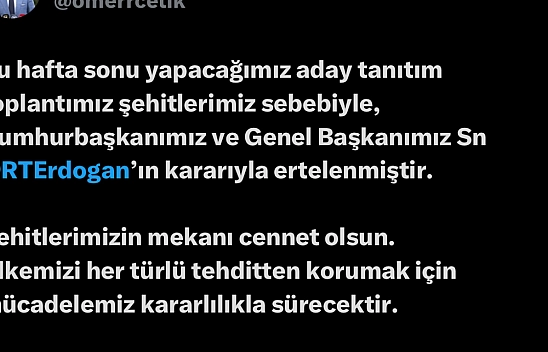 Hafta sonu yapılacak olan aday tanıtım toplantısı ertelendi