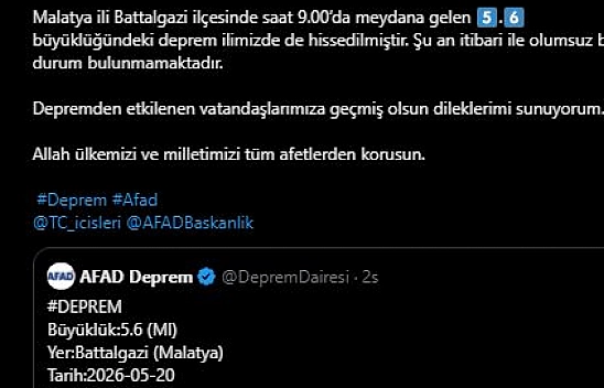 Kahramanmaraş Valiliği'nden açıklama: Olumsuz bir durum yok