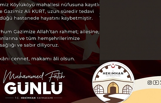 Kaymakamlık acı haberi duyurdu: Kore Gazisi Ali Kurt vefat etti