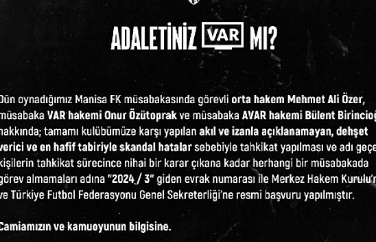 O klüp hakemlerle ilgili TFF ve MHK'ye başvurdu