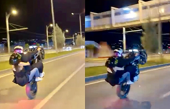 Malatya çevreyolunda tehlikeli yolculuk: Tek teker üzerinde ilerledi