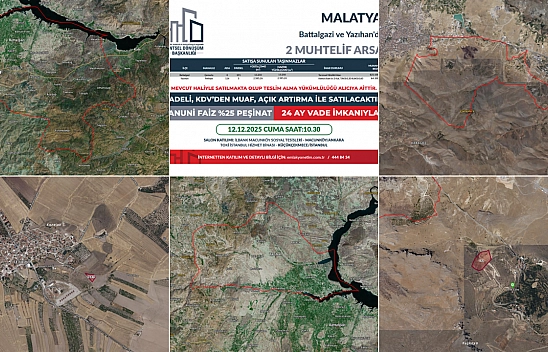 Malatya'da 2 Arsa Açık Artırmayla Satışa Çıkarılıyor