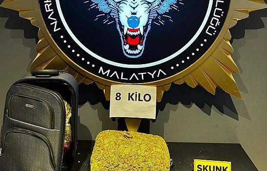 Malatya'da 8 kilo skunk ele geçirildi