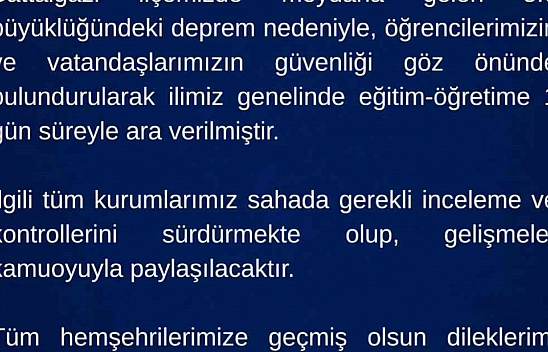 Malatya'da eğitime 1 gün ara verildi