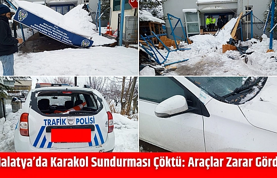 Malatya'da Karakol Sundurması Çöktü: Araçlar Zarar Gördü