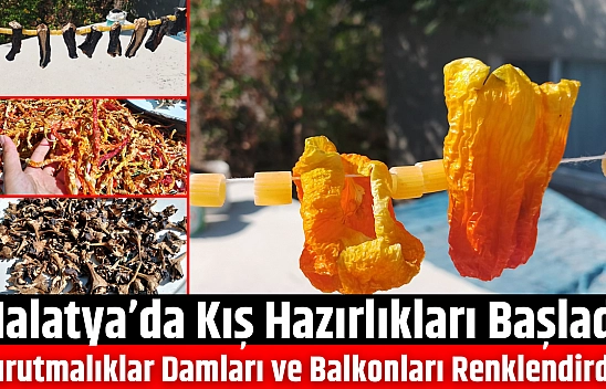 Malatya'da Kış Hazırlıkları Başladı: Kurutmalıklar Damları ve Balkonları Renklendirdi
