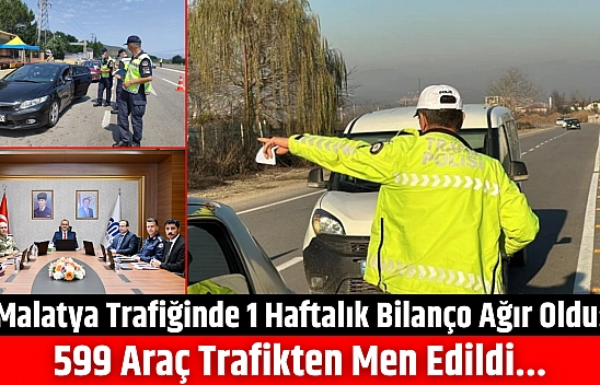 Malatya trafiğinde 1 haftalık bilanço ağır oldu: 599 araç men edildi
