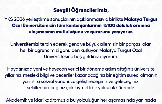 MTÜ'den YKS sonrası öğrencilere mesaj: 'Hoş geldiniz'