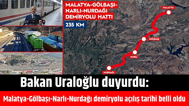 Bakan Uraloğlu duyurdu: Malatya-Gölbaşı-Narlı-Nurdağı demiryolu açılış tarihi belli oldu