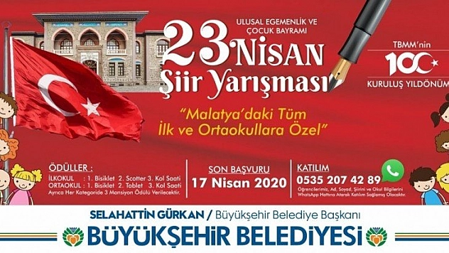 Büyükşehir Belediyesinden 23 Nisan şiir yarışması