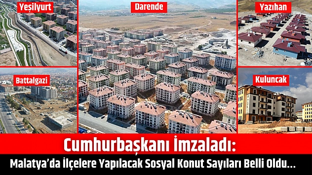 Cumhurbaşkanı İmzaladı: Malatya'da İlçelere Yapılacak Sosyal Konut Sayıları Belli Oldu…