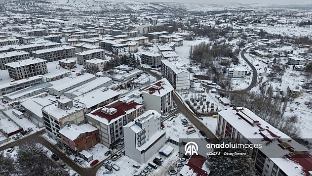 Doğanşehir'de kar manzaraları dronla görüntülendi