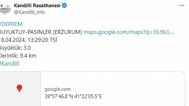 Erzurum'da korkutan deprem