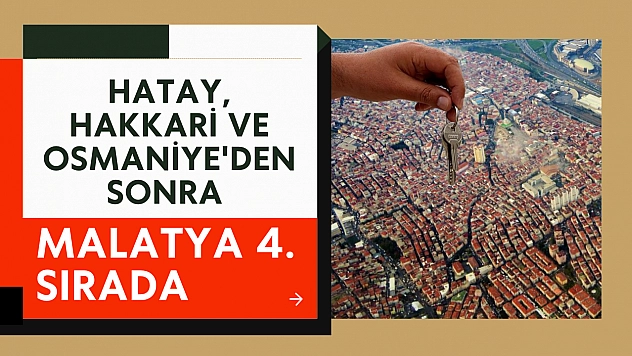 Hatay, Hakkari ve Osmaniye'den sonra Malatya 4. Sırada