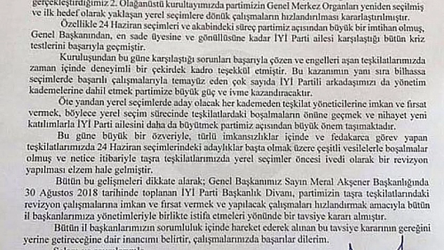 İYİ Parti'de istifa