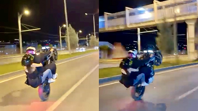Malatya çevreyolunda tehlikeli yolculuk: Tek teker üzerinde ilerledi