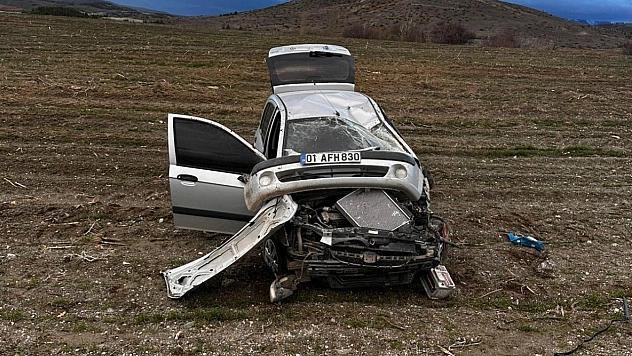 Direğe çarpıp takla attı! Araçtan sağ çıktılar!