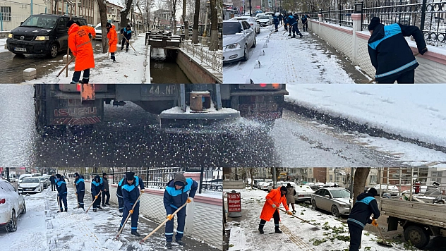 Malatya'da Karla Mücadele Aralıksız Devam Ediyor