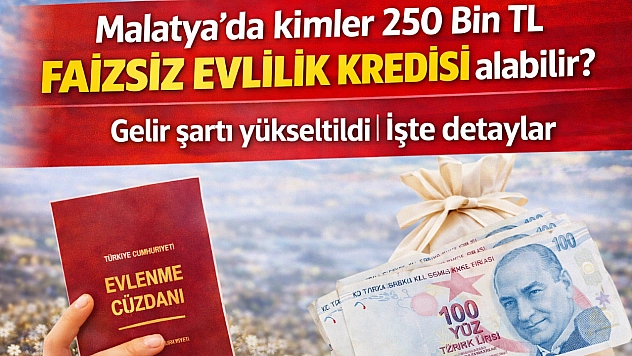 Malatya'da kimler 250 bin TL faizsiz evlilik kredisi alabilir? Gelir şartı yükseltildi| İşte detaylar