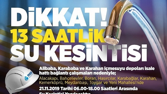 Kısmi  su kesintisi uyarısı