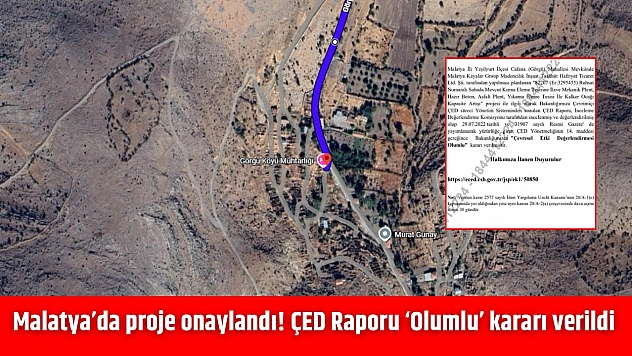 Malatya'da proje onaylandı! ÇED Raporu 'Olumlu' kararı verildi