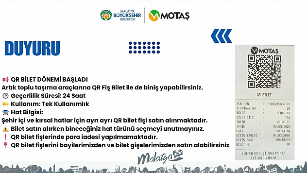 Malatya'da 'QR BİLET' dönemi başladı!