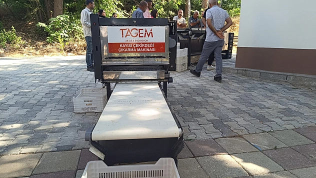 Malatya'da yerli kayısı pırtlatma makinesi görücüye çıktı