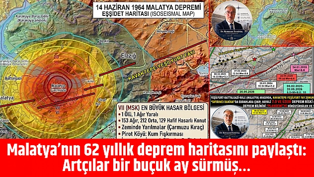 Malatya'nın 62 yıllık deprem haritasını paylaştı: Artçılar bir buçuk ay sürmüş…