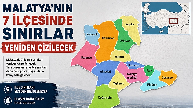Malatya'nın 7 ilçesinde sınırlar yeniden çizilecek