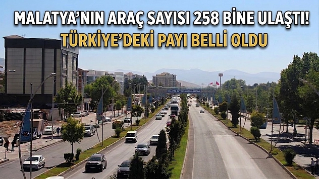 Malatya'nın araç sayısı 258 bine ulaştı! Türkiye'deki payı belli oldu