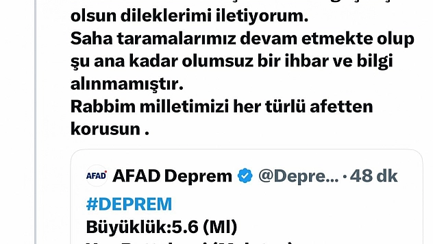 Malatya Valisi Yavuz'dan deprem açıklaması